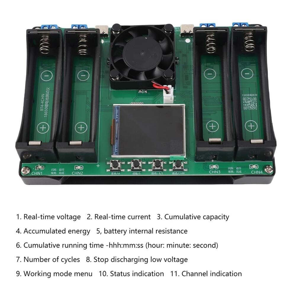 4-Channel Battery Capacity Tester with Auto Discharge, Internal Resistance Meter - Picture 2 of 6